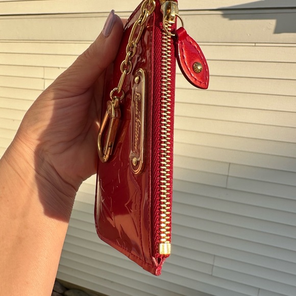 Louis Vuitton coin purse pochette cles red vernis